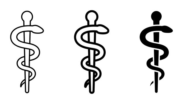 Medical Caduceus and Rod of Asclepius Symbols, Healthcare Icons, Emergency Service Emblem, Pharmacy and Health Care Graphics
