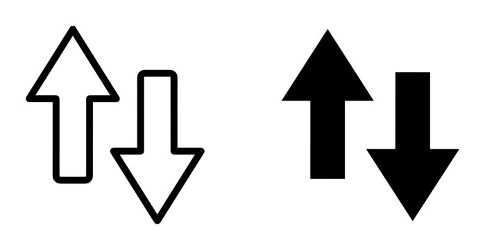 Two-Way Arrows Icon Set, Up and Down Directional Symbols, Simple Vector Graphics for Navigation and Data Flow