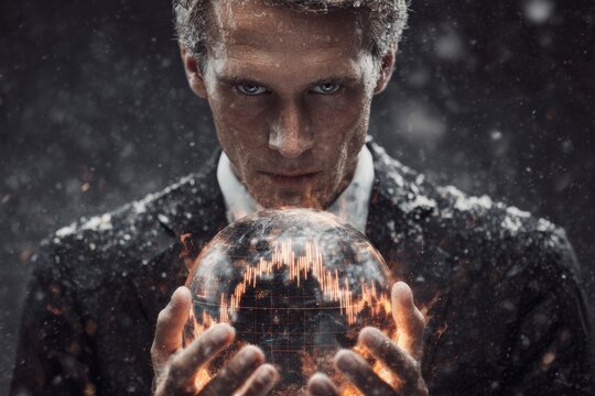 Innovating economy with virtual intelligence and technology growth. Premium design. Business innovator embracing agi and rising market potential. Elegant presentation. High-class shoot.