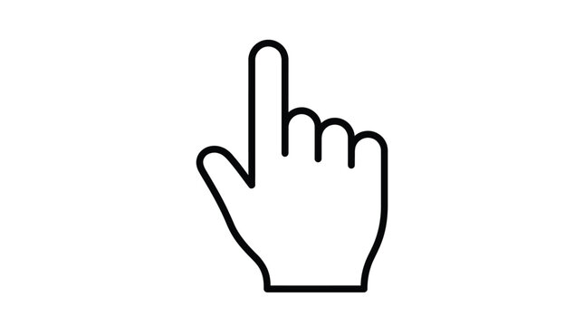 A simple line drawing of a hand with the index finger pointing upwards against a white background.