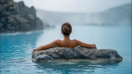Fototapeta premium Tranquil Relaxation at Geothermal Spa | Wellness and Travel Concept