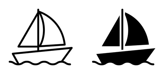 Sailboat Icons: Outline and Silhouette Vector Graphics for Nautical Themes © Grapvect