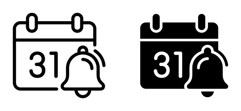 Calendar Reminder Icons, Notification Alert Symbols, Date Event Planning, Schedule Management, Alarm Bell Graphics