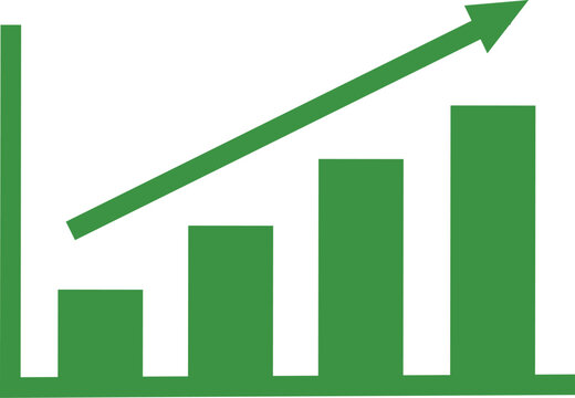 Growing graph. Business chart with arrow. Growth chart symbol. Progress bar diagram. Growth success arrow icon.