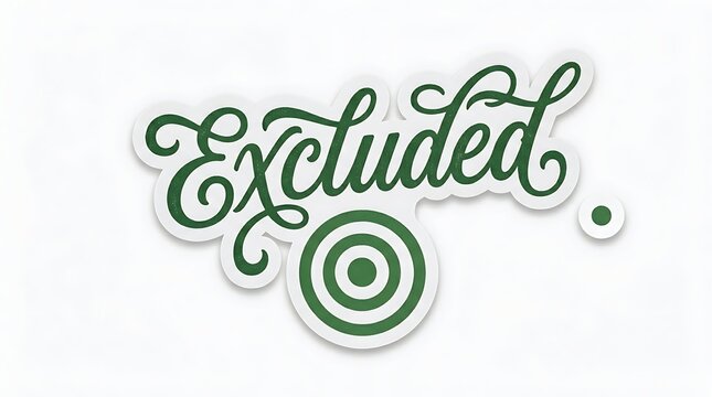 Excluded Word Art: A stylized graphic featuring the word Excluded in elegant script, superimposed over a target symbol, conveys a powerful message of isolation and social distancing.