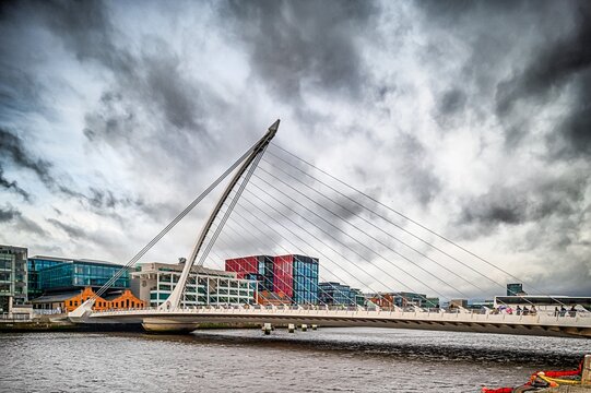 Samuel Beckett Bridge Over Dublin River Liffey