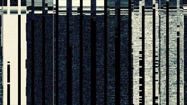 Heavy distortions and glitch effects on computer monitor or television screen