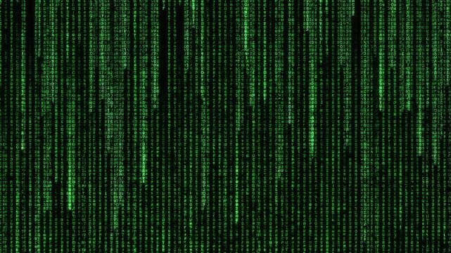 Abstract digital matrix code background with green binary numbers