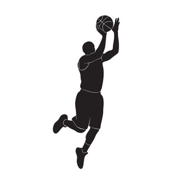basketball player silhouette shooting a basketball icon