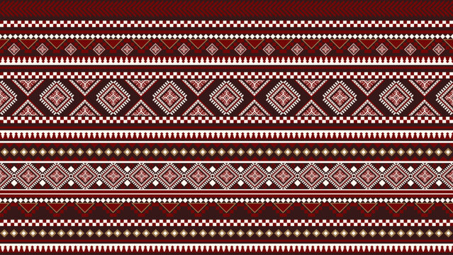Red Abstract Geometric Ethnic Pattern.