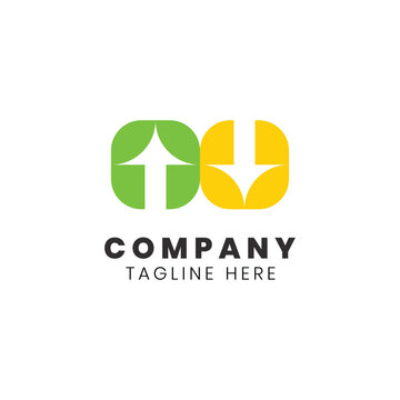 Simple Up and Down Arrow Logo &ndash; Growth and Decline Navigation Vector Symbol