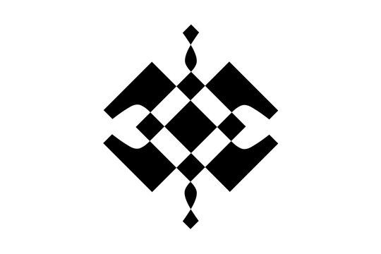 Abstract geometric logo design with symmetric diamond pattern and mechanical elements