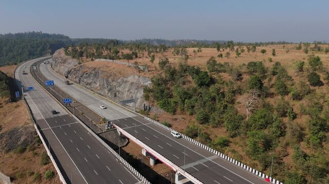 Samruddhi Mahamarg highway with rock cutting and underpass India
