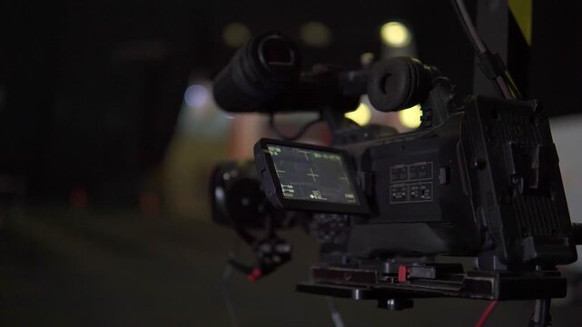 Professional broadcast video camera on a crane