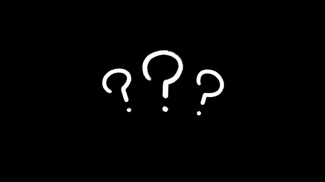 Hand-Drawn Floating Question Marks Animation with Alpha Channel, 4K
