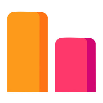 Flat design bar chart with orange and pink bars