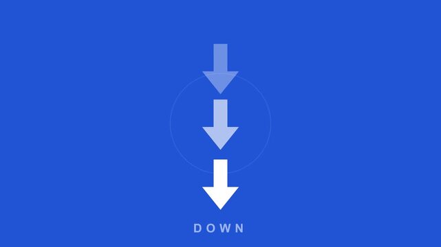 Minimalist Blue Downward Directional Arrows Graphic