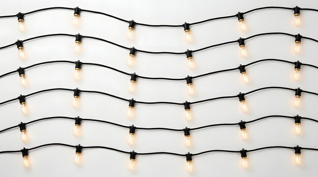 Warm light effect string lights on white background