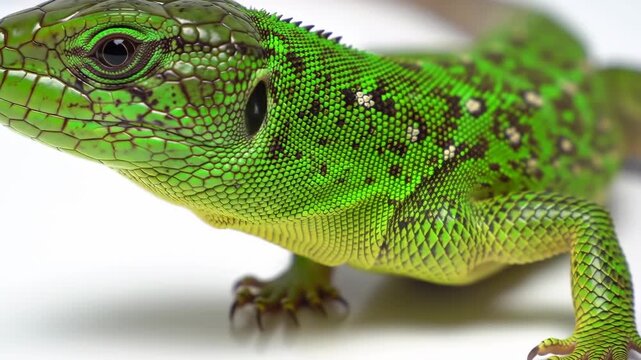 Close-up of a Vibrant Green Lizard.