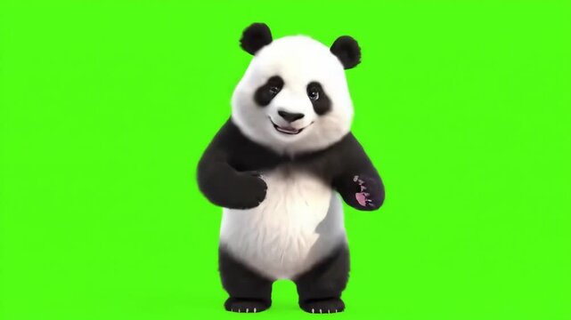 Animated Panda Dancing on Green Screen Background for Fun.