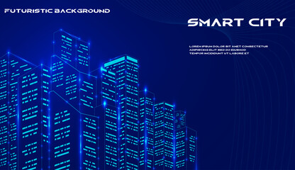 Explore advanced futuristic city architecture, a smart urban landscape glowing with digital innovation © Erick Setio Pamuji