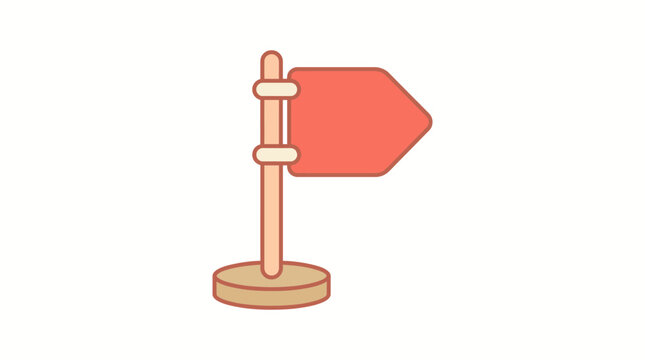 Red flag illustration on a pedestal with a white background