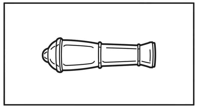 Vintage Cannon Barrel Outline Drawing - Historical Weaponry
