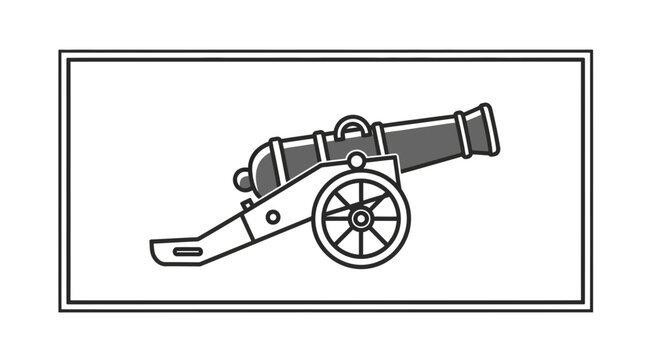 Vintage Cannon Illustration - Historical Artillery Weapon Icon