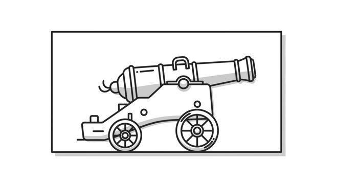 Vintage Cannon Illustration - Historical Artillery Weapon on Wheels