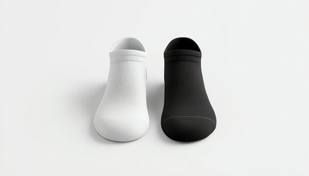 Blank black and white low cut socks on tiptoe mockup