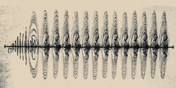 Vintage sound wave pattern illustration.