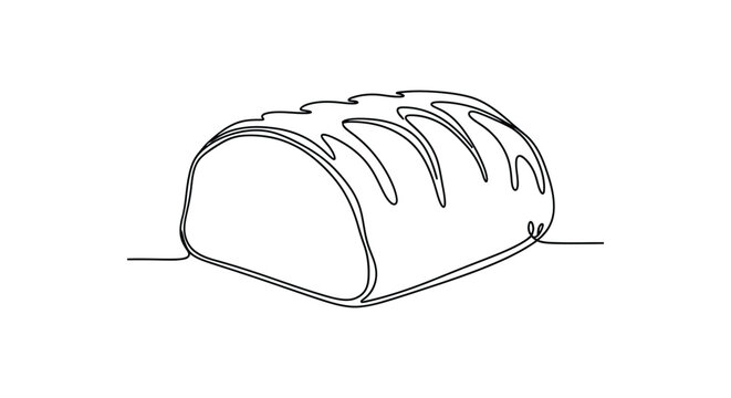Loaf of bread line drawing on white background food