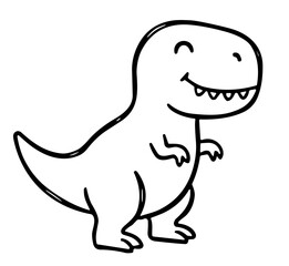 Cute cartoon tyrannosaurus rex dinosaur character outline line art icon  © SMCIPA