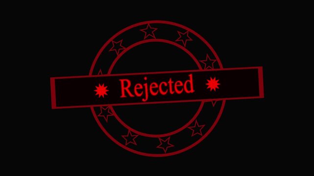 Rejected Stamp Animation with Green Circular Seal and Red Text 