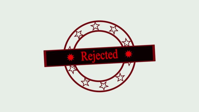 Rejected Stamp Animation with Green Circular Seal and Red Text on Black Background