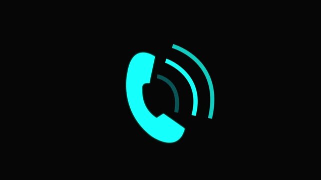 Smart phone call ring icon animated on a black background.