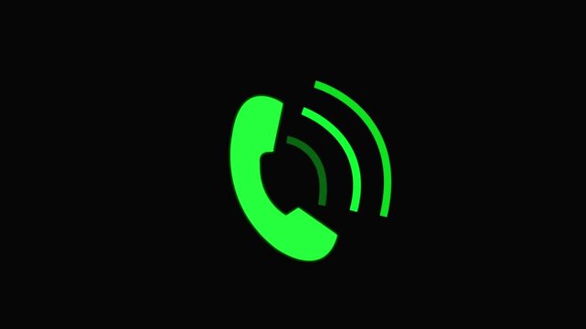 Smart phone call ring icon animated on a black background.