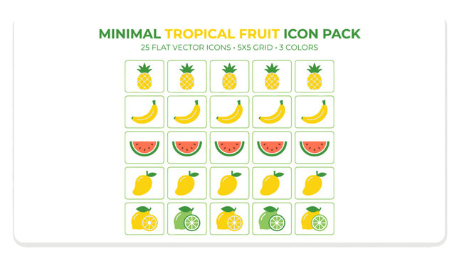 Tropical Fruit Icons Vector Pack.