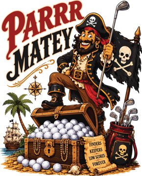 Parrr Matey Funny Pirate Golf Design, Golf Pirate Treasure Graphic, Golf Lover Gift, Funny Golfer, Lost Golf Ball Hunter, Golf Dad Art
