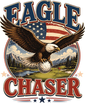 Eagle Chaser Patriotic Golf Design, American Golf Lover Gift, Eagle Golf Achievement, USA Golfer Graphic, Golf Dad, Vintage Golf Art