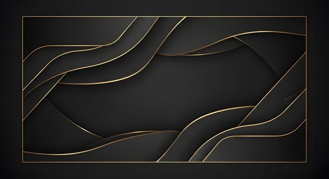 Abstract dark background with smooth flowing silver lines isolated on transparent background