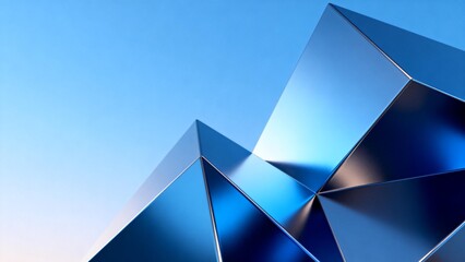 Blue geometric metallic shapes