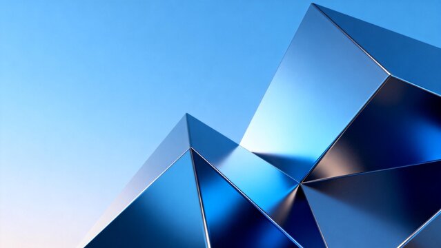 Blue geometric metallic shapes