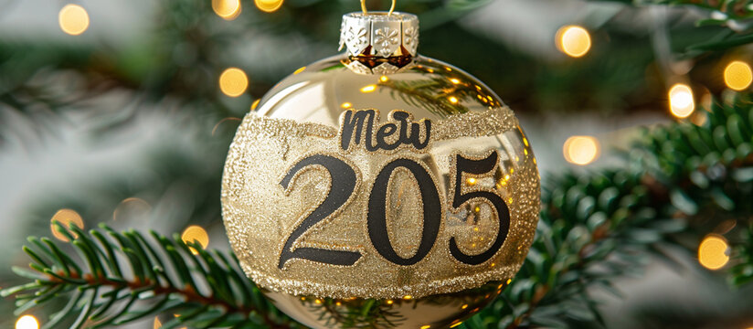 Gold Christmas Ornament with the year 205.