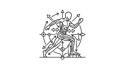 Obraz premium Anatomical study of muscular movement during athletic running.