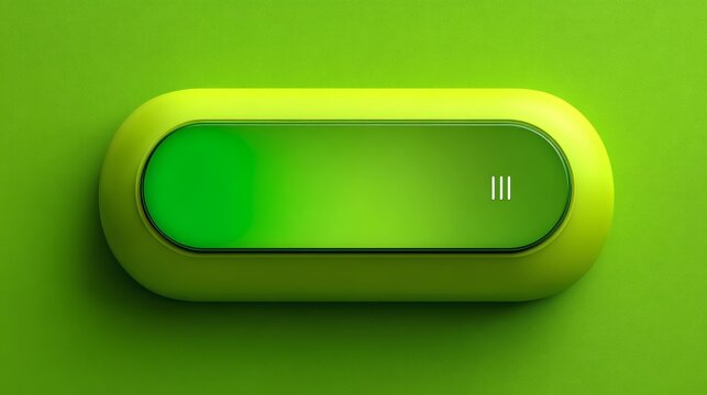 Minimalist green pause button with progress bar and step indicators on soft background. Modern UI design for app interface, smart device control, and digital interaction concepts.