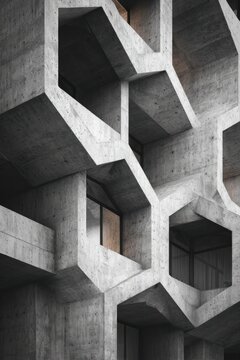geometric concrete structure with intricate design