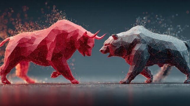 digital bull and bear market confrontation