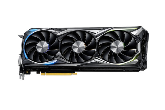 PC gaming graphics display card isolated on transparent background