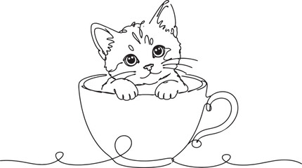 Cute kitten sitting in a teacup © Sumon90cs